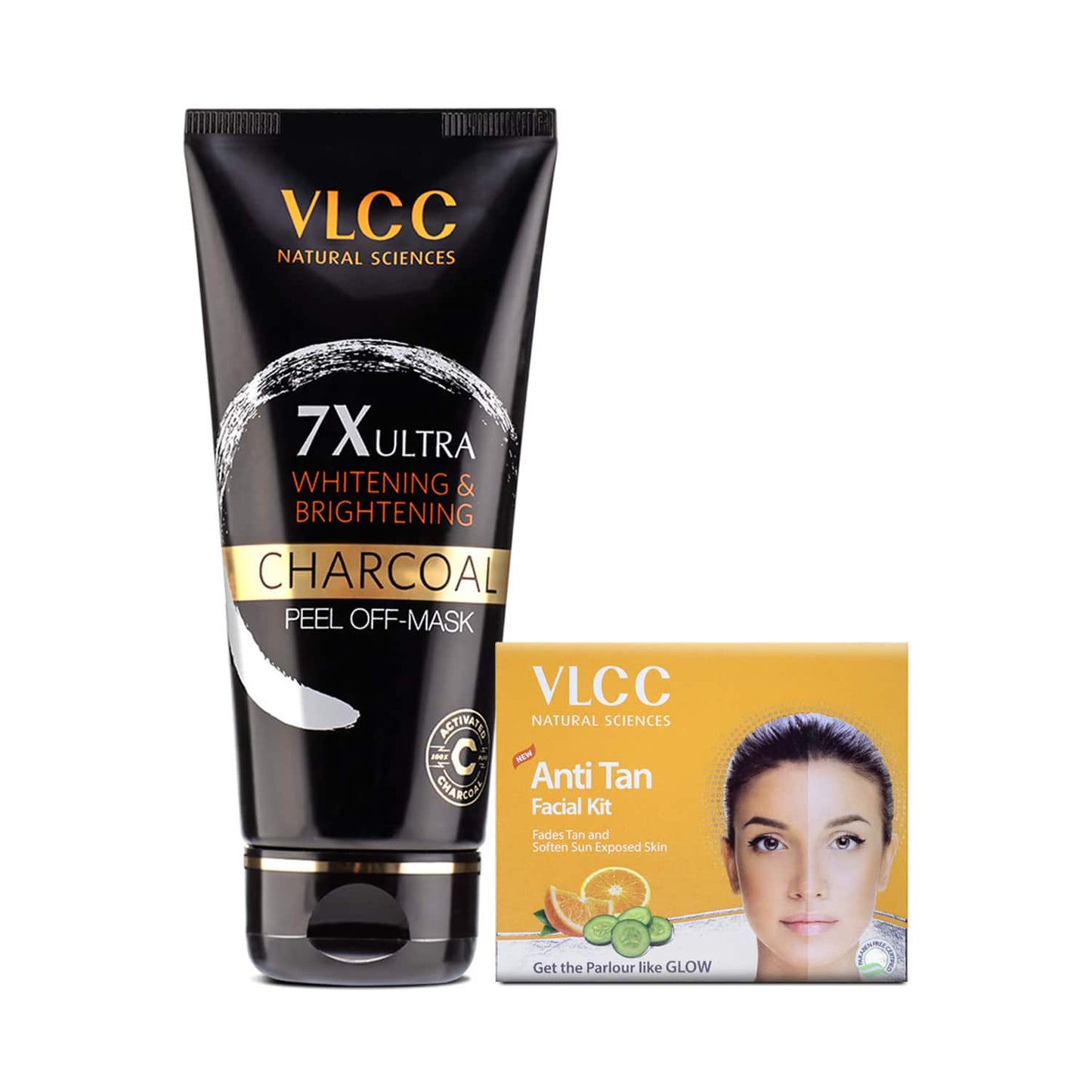 VLCC 7X Ultra Whitening and Brightening Charcoal Peel Off Mask & Anti Tan Facial Kit