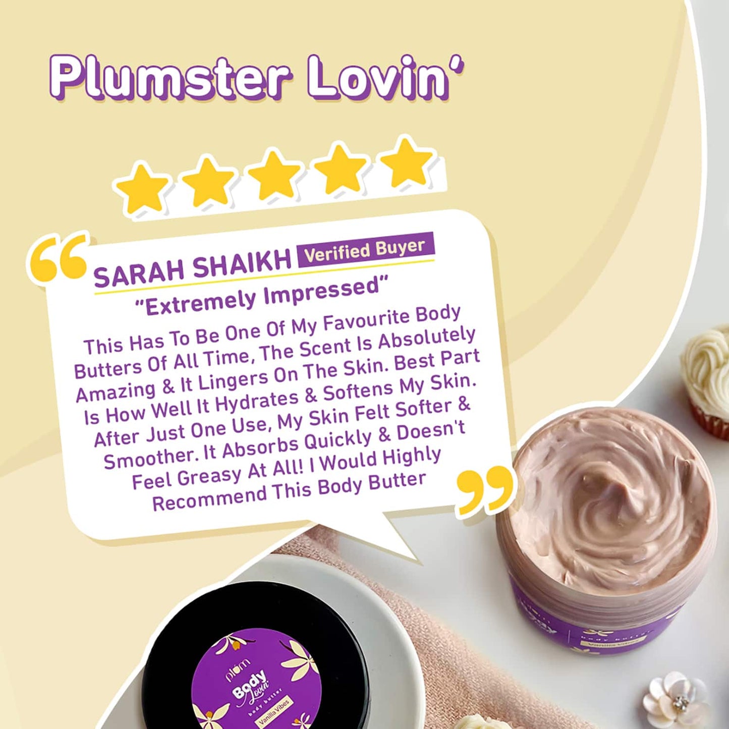 Plum BodyLovin' Vanilla Vibes Body Butter | Intense Moisture | Rich Shea Butter Formula (200g)