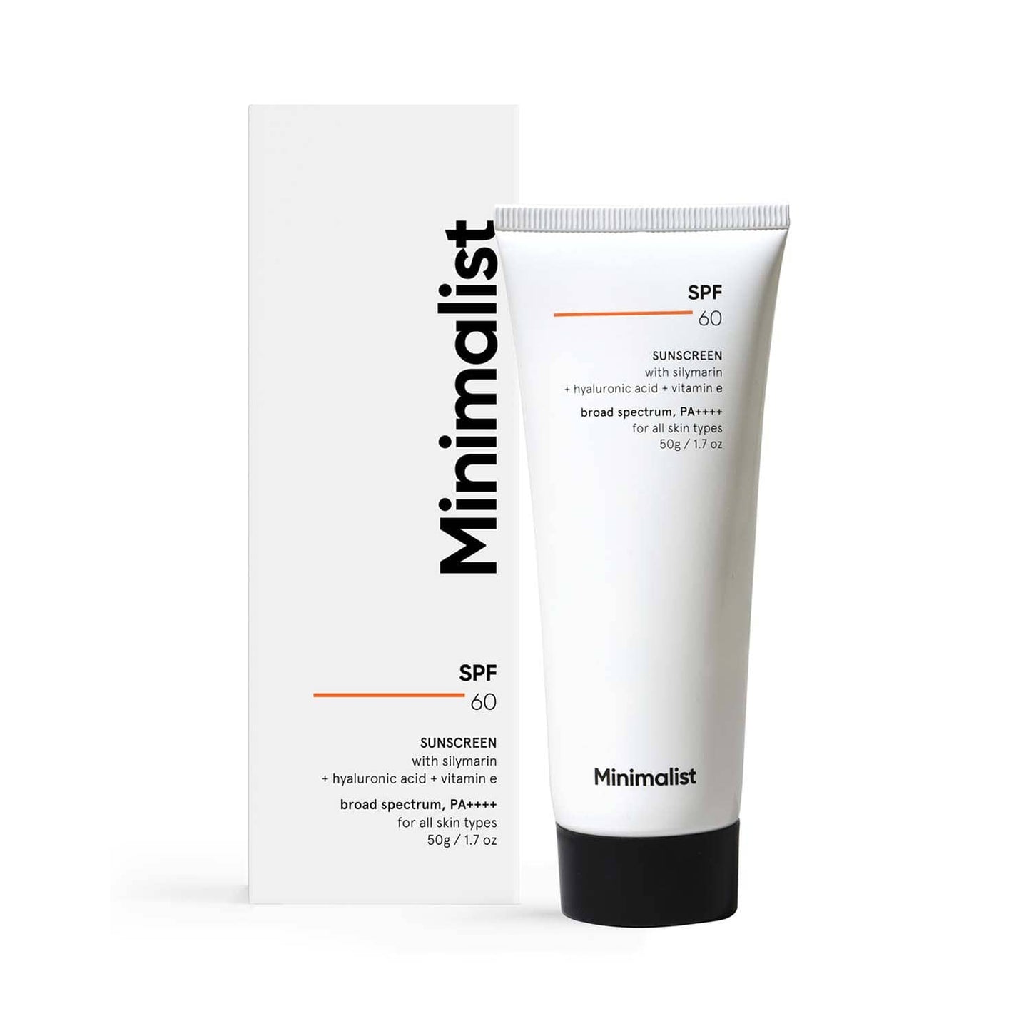 Minimalist Spf 60 Pa ++++ Sunscreen With Silymarin + Hyaluronic Acid + Vitamin E - (Pack Of 2) Combo