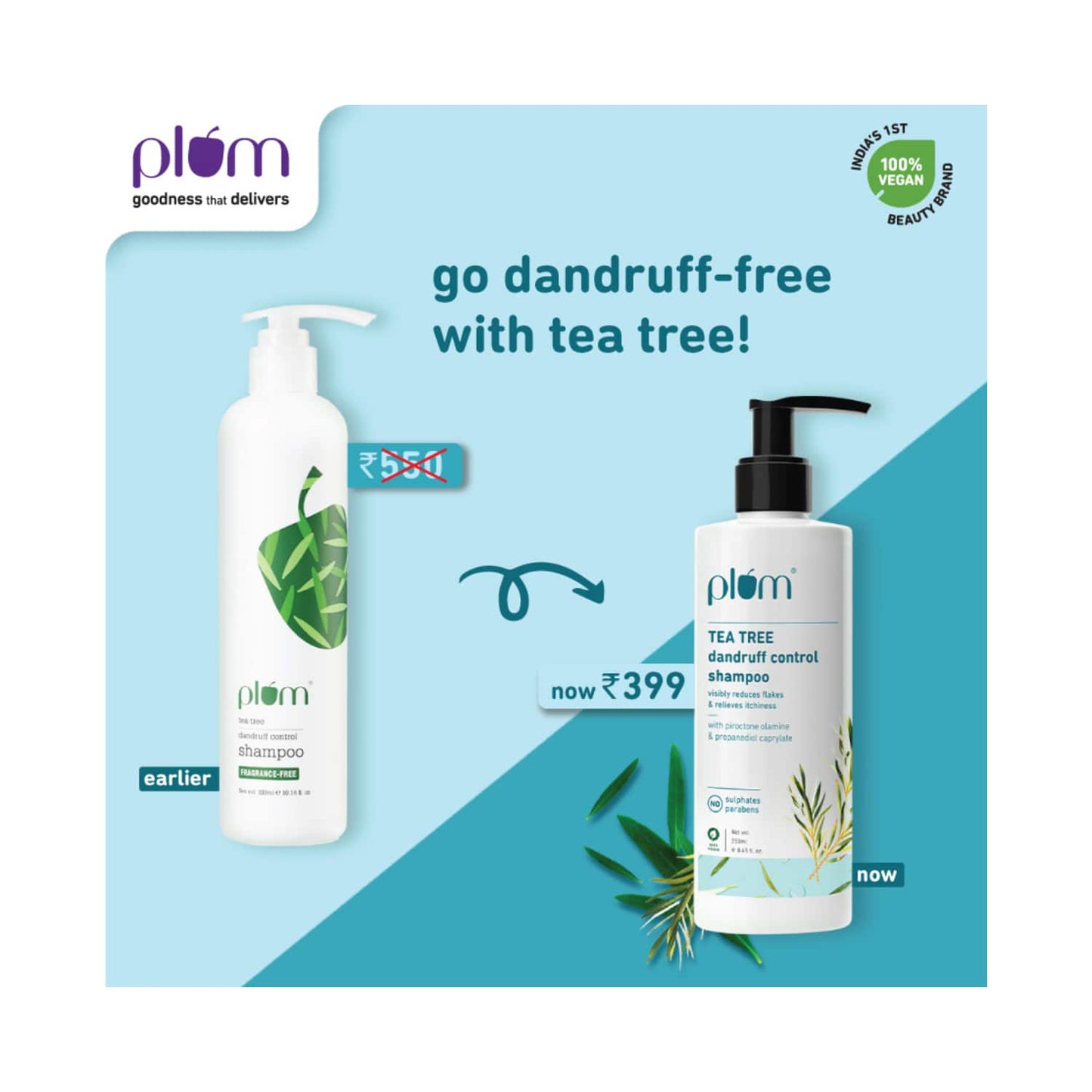 Plum Tea Tree Dandruff Control Shampoo (250ml)