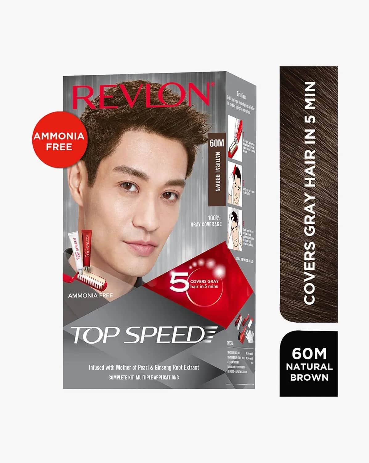 Revlon Top Speed Hair Color - 60M Natural Brown (80g+15ml)