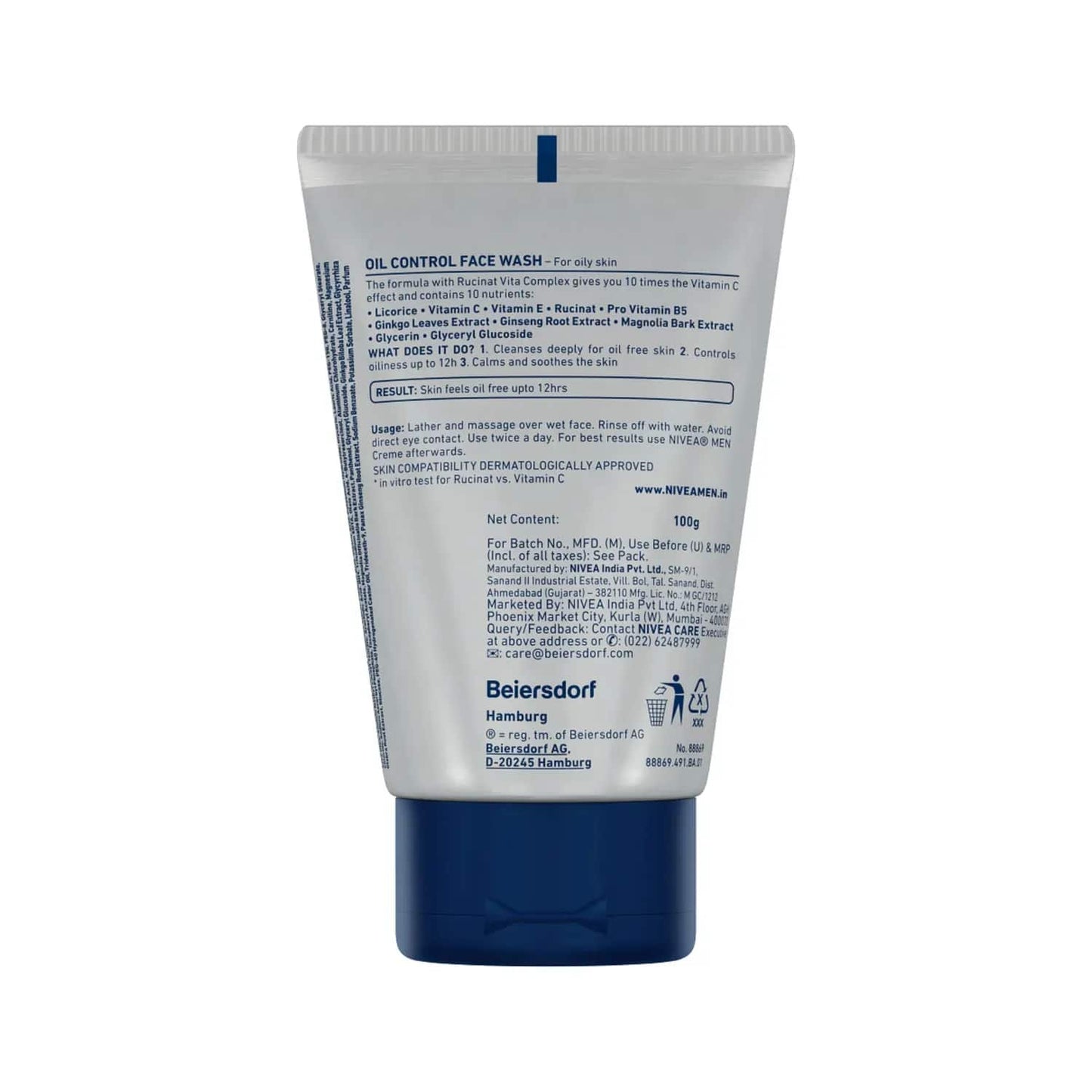 Nivea Men Oil Control 10X Vitamin C Effect Face Wash (100g)