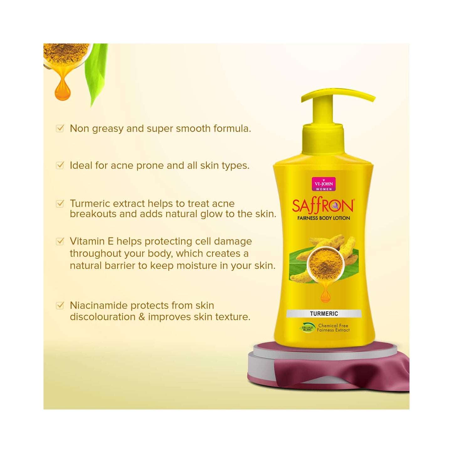 VI-JOHN Saffron Turmeric Fairness Body Lotion (250ml)