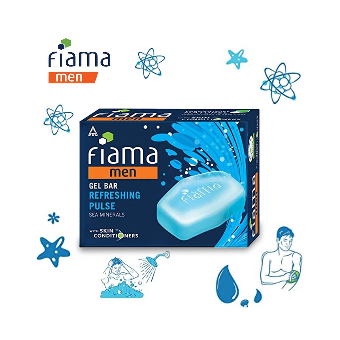 Fiama Men Refreshing Pulse Gel Bar With Skin Conditioners (125g)