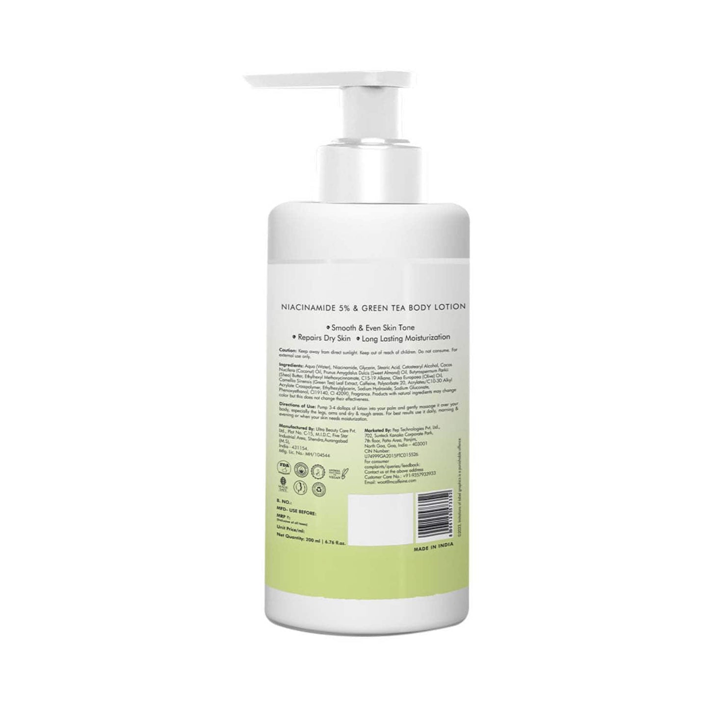 mCaffeine Green Tea & 5% Niacinamide Serum Body Lotion (200ml)