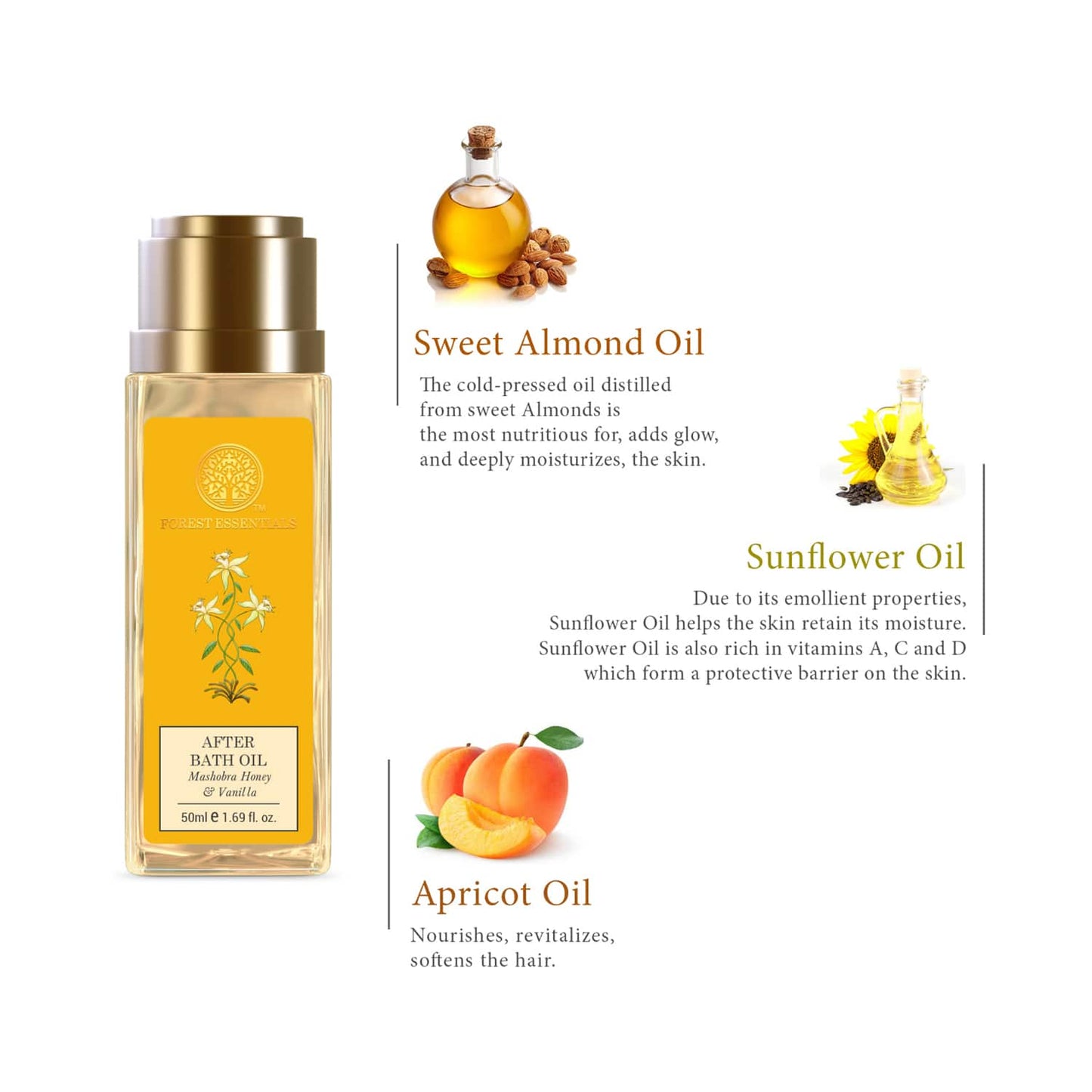 Forest Essentials Travel Size Mashobra Honey & Vanilla After Bath Oil (50ml)