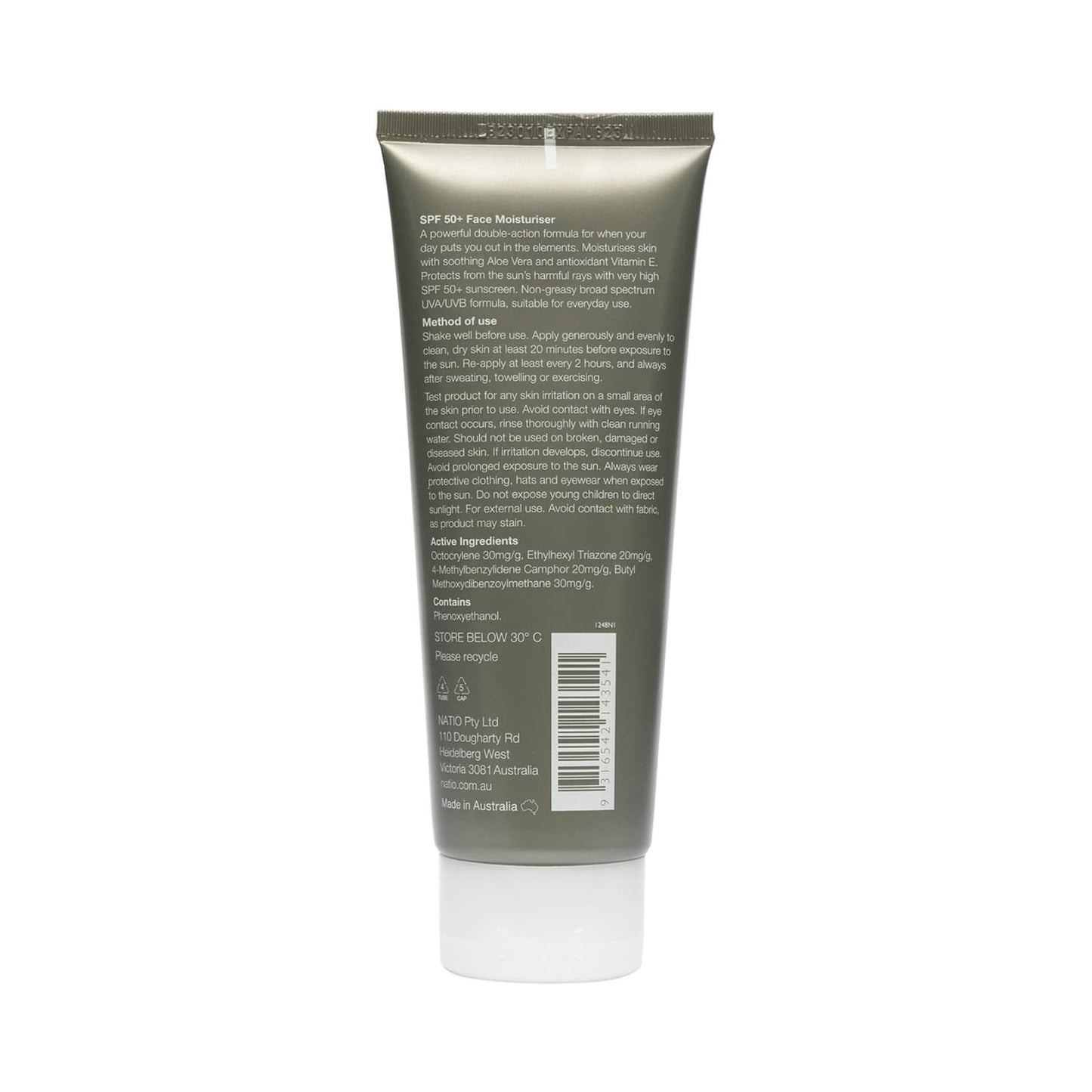 Natio For Men Face Moisturiser SPF 50 (100g)