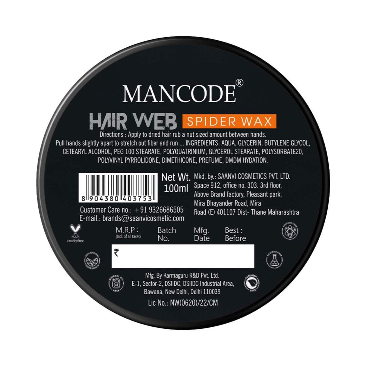 Mancode Spider Web Hair Wax For Men (100 ml)