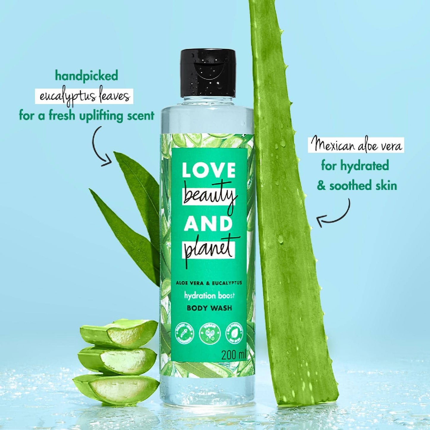 Love Beauty & Planet Aloe Vera & Eucalyptus Refreshing Bodywash for Hydrated Skin (200 ml)