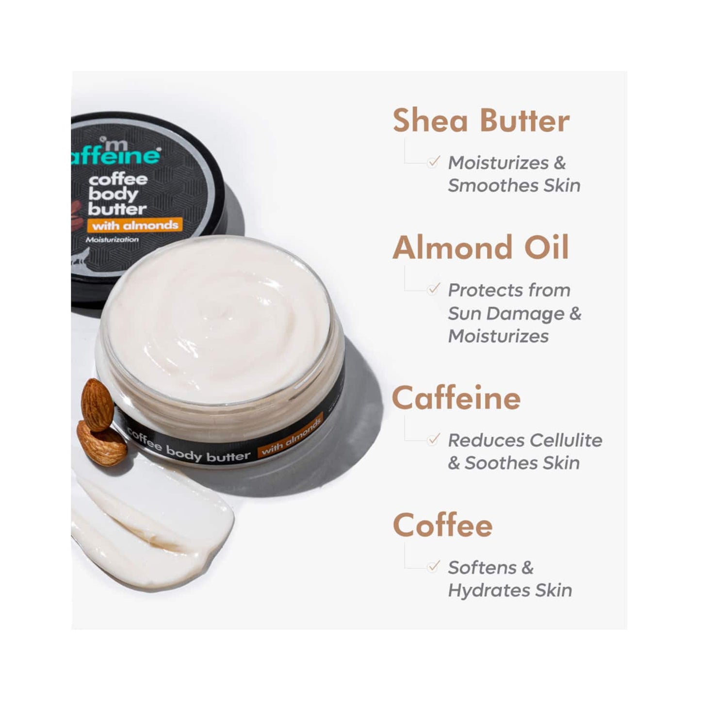 mCaffeine Coffee & Almond Body Butter with Shea Butter (100g)