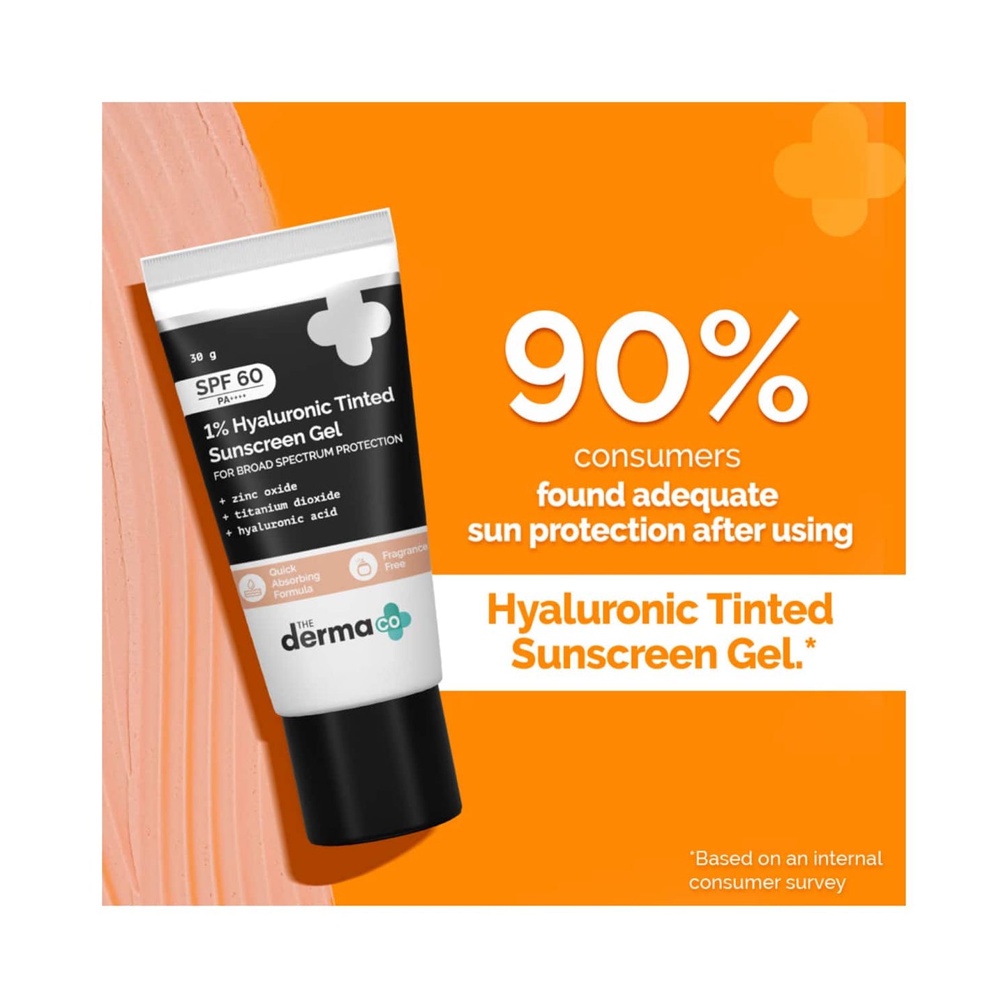 The Derma Co 1% Hyaluronic Tinted Sunscreen Gel With SPF 60 PA++ (30g)