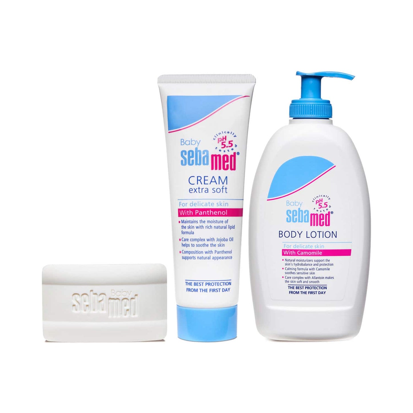 Sebamed Baby Cleansing Bar (150 g), Extra Soft Baby Cream (50 ml) & Baby Lotion (400 ml) Combo