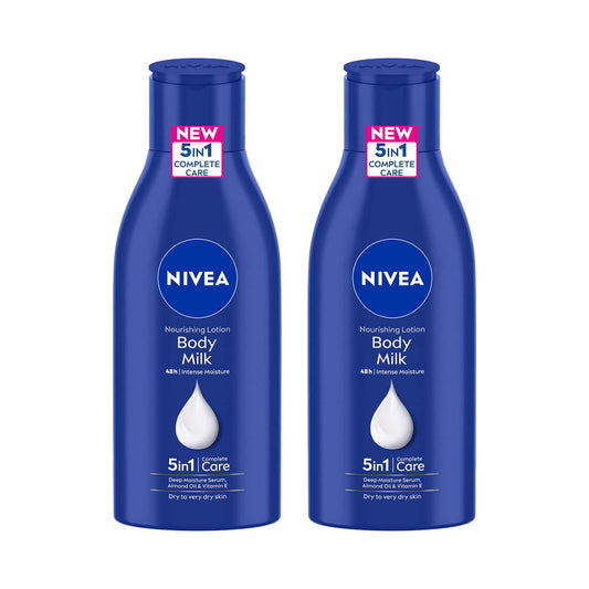 Nivea Body Milk Nourishing Lotion 5 In1 with Deep Moisture Serum (120 ml) (Pack Of 2) Combo