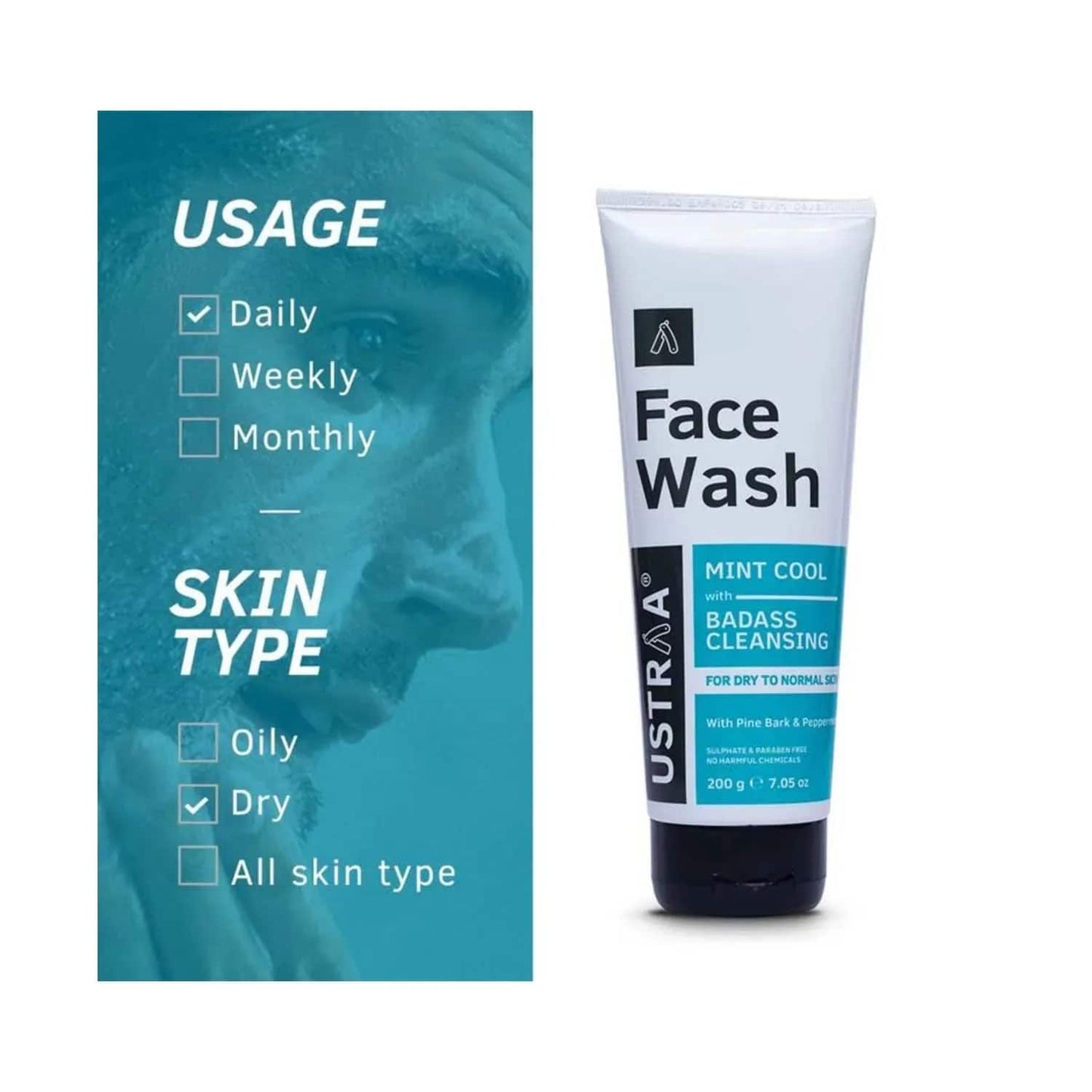 Ustraa Mint Cool Face Wash - (200g)