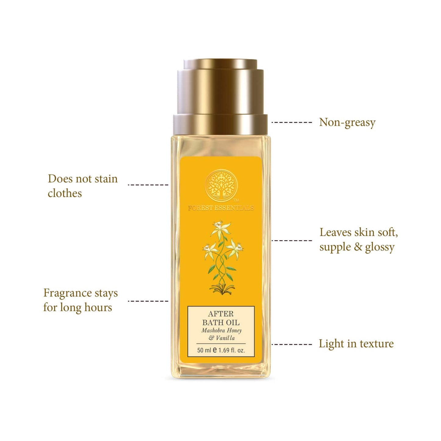 Forest Essentials Travel Size Mashobra Honey & Vanilla After Bath Oil (50ml)