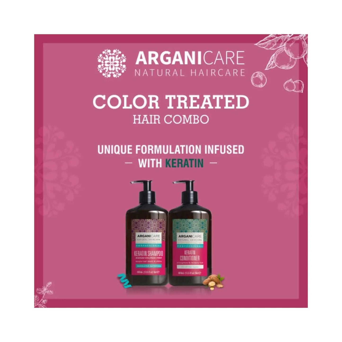 Arganicare Natural Keratin Color Treated Hair Combo Pack - (2Pcs)