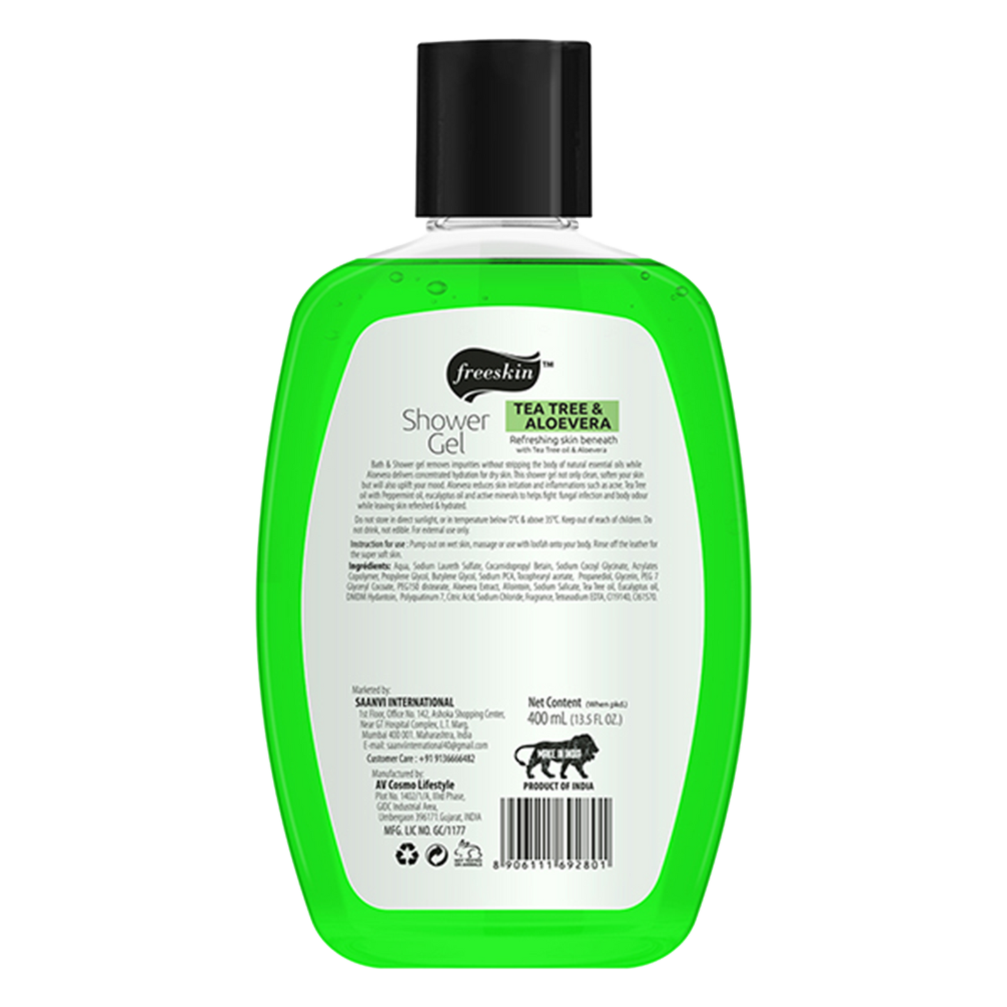 Freeskin Tea Tree & Aloe Vera Refreshing Shower Gel (400ml)