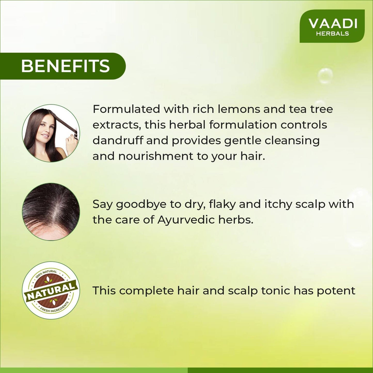 Vaadi Herbals Dandruff Defense Lemon Shampoo With Extract Of Tea Tree (350ml)