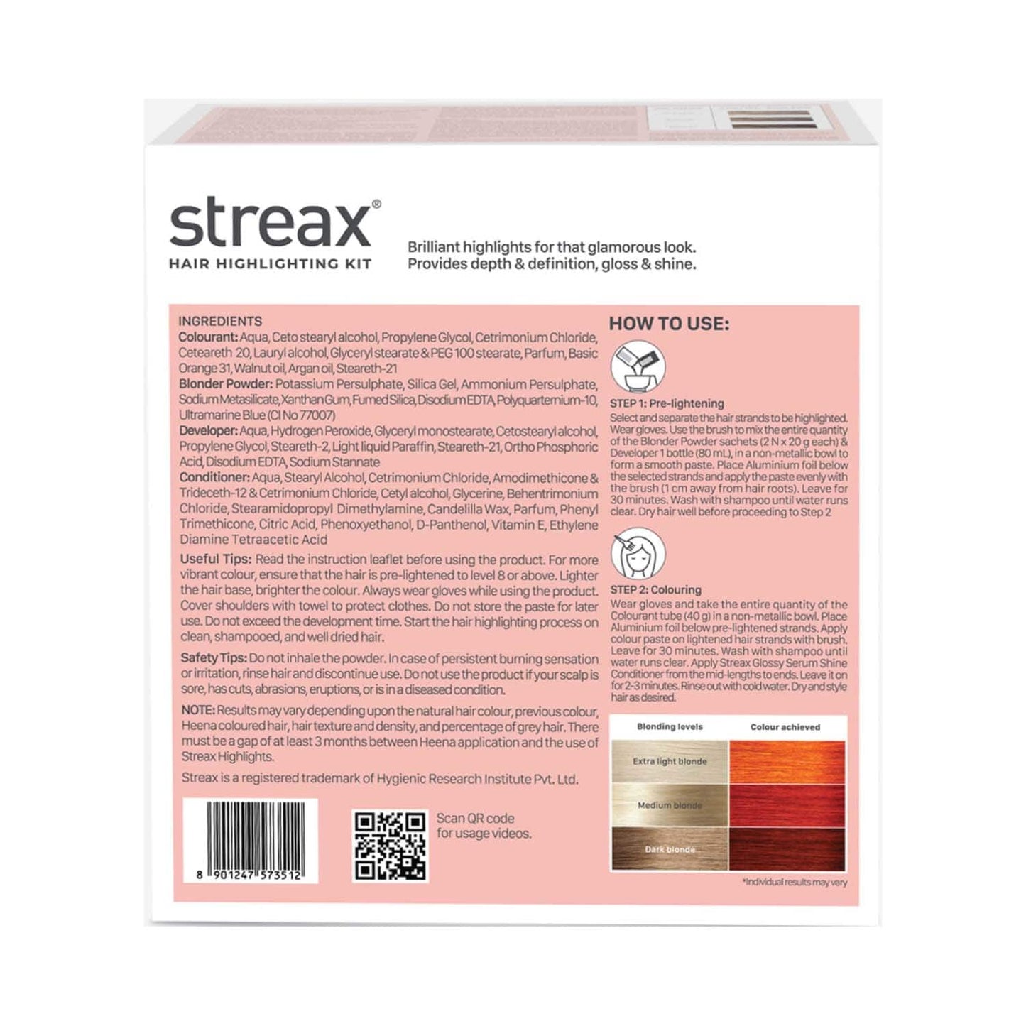 Streax Ultralights Hair Color Highlight Kit - Pumpkin Orange (180 g)