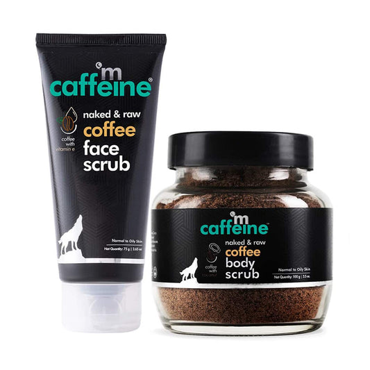 mCaffeine Exfoliating Coffee Body Scrub & Espresso Face Scrub Combo (2Pcs)