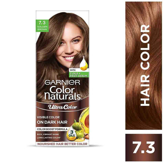 Garnier Color Naturals Creme Riche Hair Color - Shade 7.3 Golden Brown (55ml + 50g)