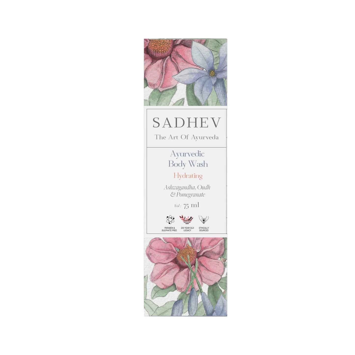 Sadhev Ayurvedic Hydrating Body Wash With Ashwagandha, Oudh & Pomegranate (75ml)