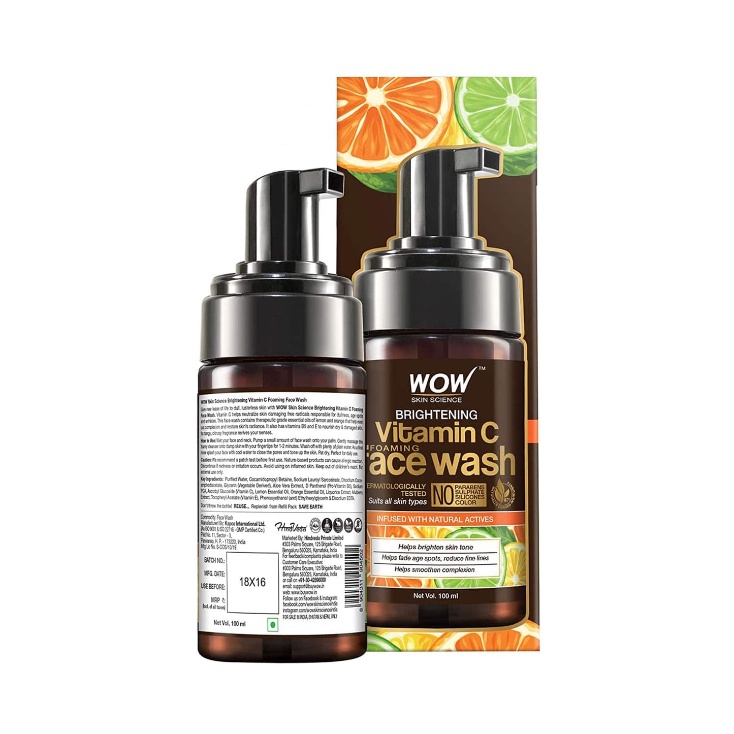 WOW SKIN SCIENCE Brightening Vitamin C Foaming Face Wash (100ml)