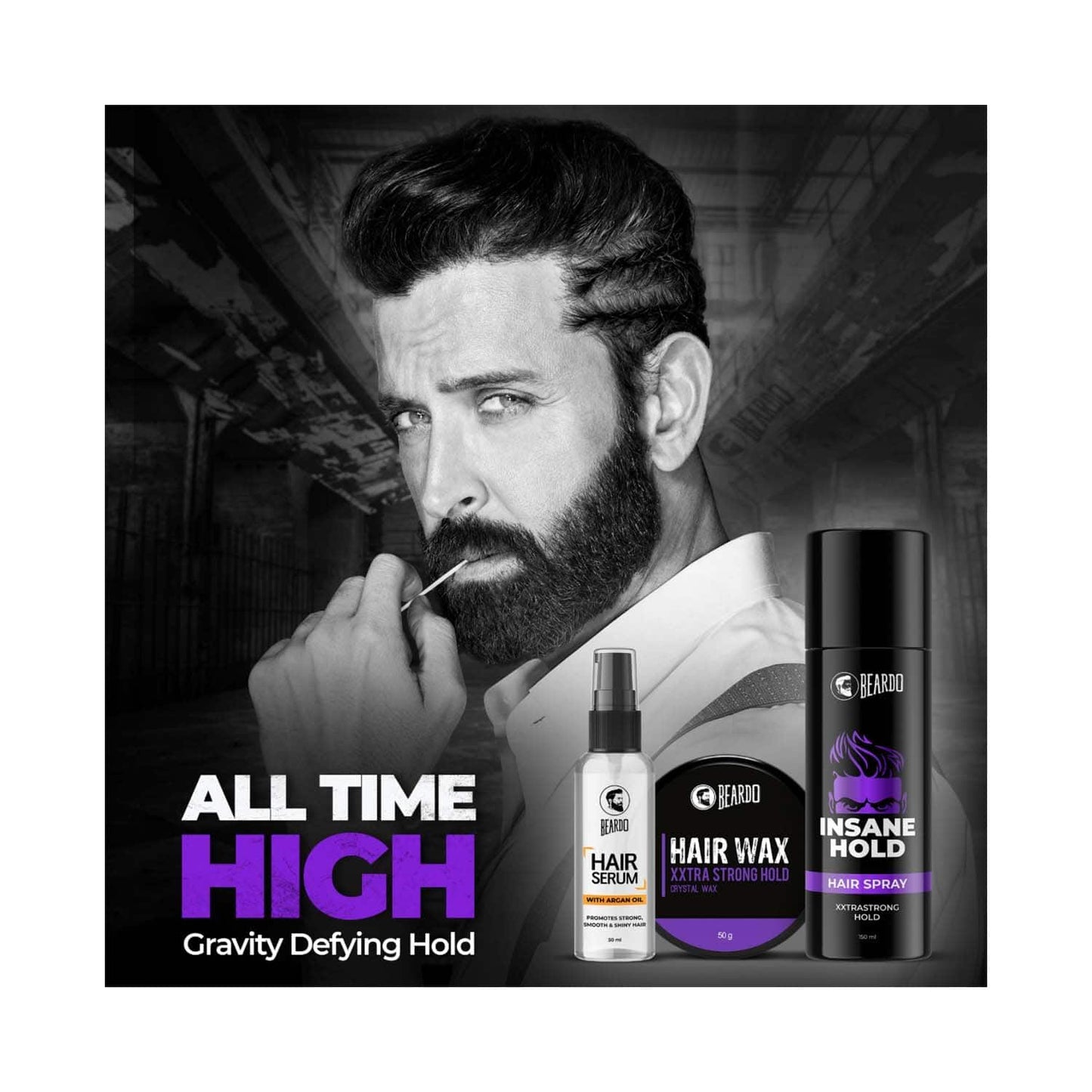 Beardo Ultimate Styling Combo Include Hair Serum with Xtra Strong Hair Wax, Insane Hold Spray (3Pcs)