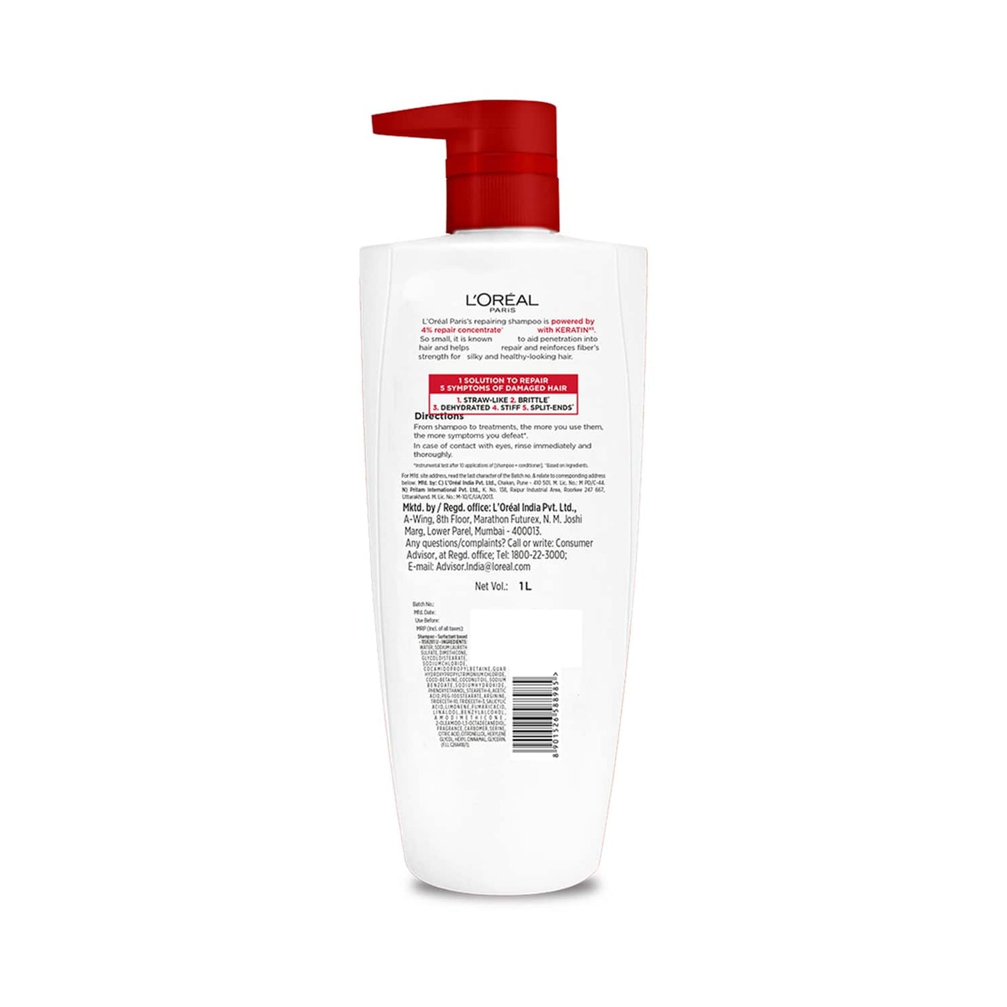 L'Oreal Paris Total Repair 5 Repairing Shampoo with Keratin XS, 1L