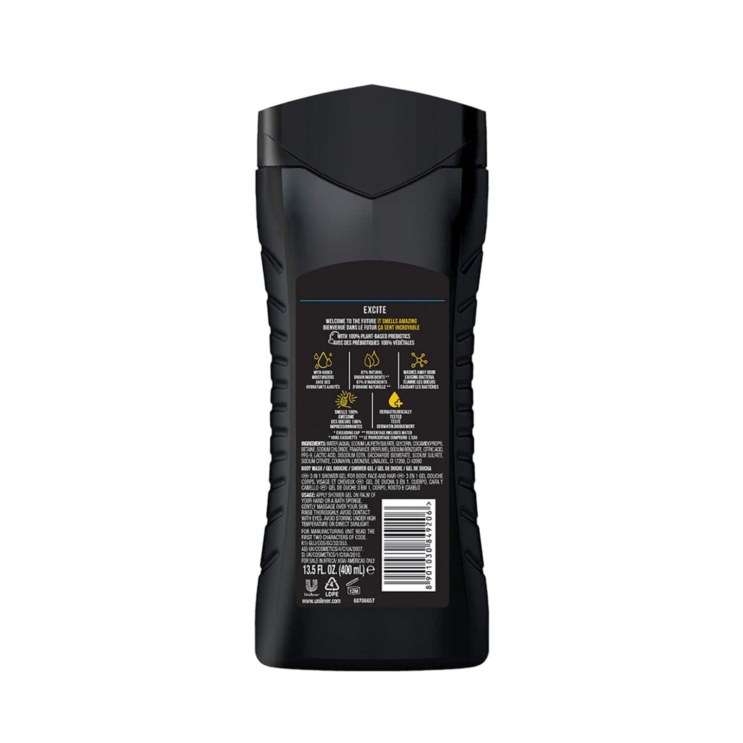 AXE 3-In-1 Excite Body Face & Hair Wash (400ml)