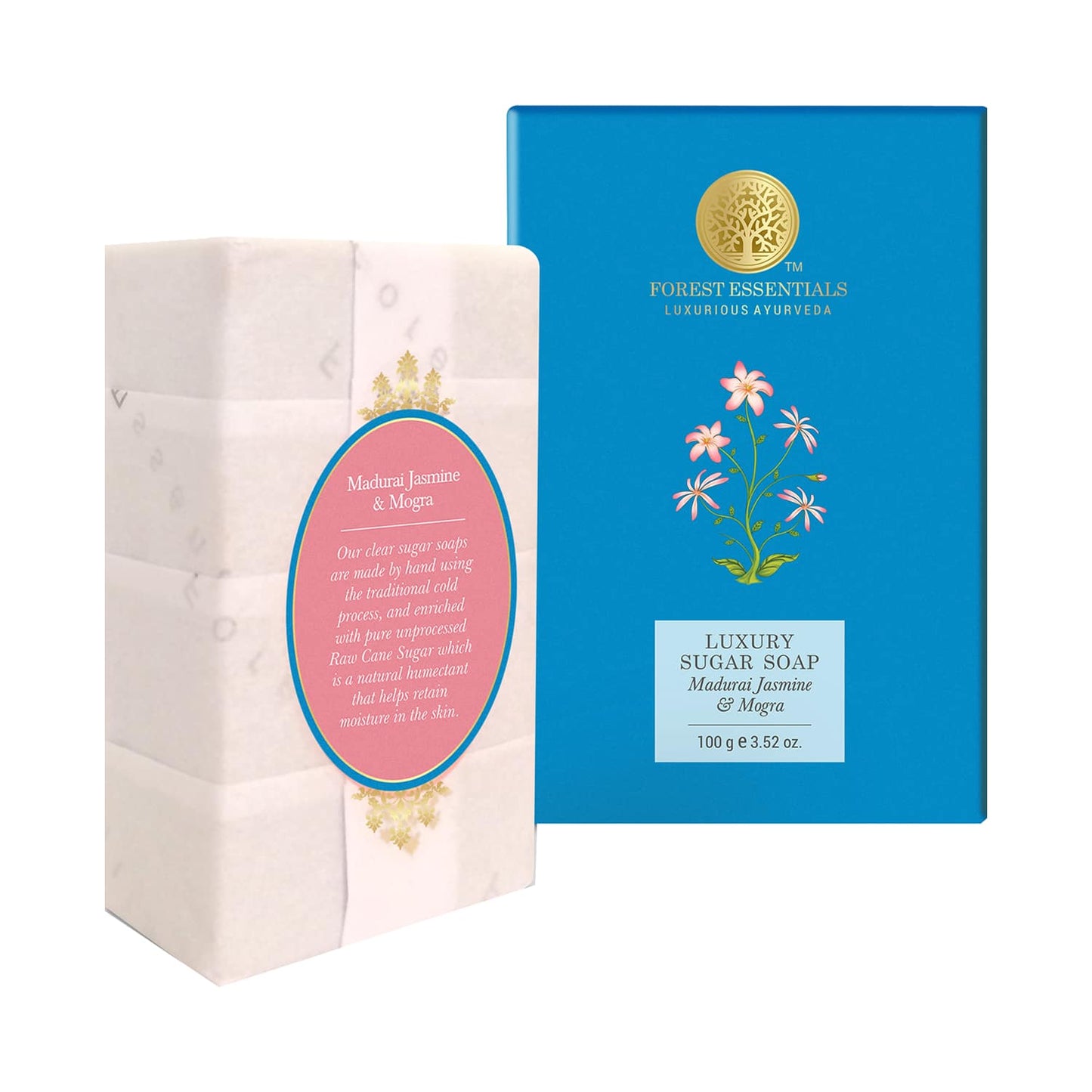 Forest Essentials Madurai Jasmine & Mogra Luxury Sugar Ayurvedic Luxury Handmade Soap (100g)