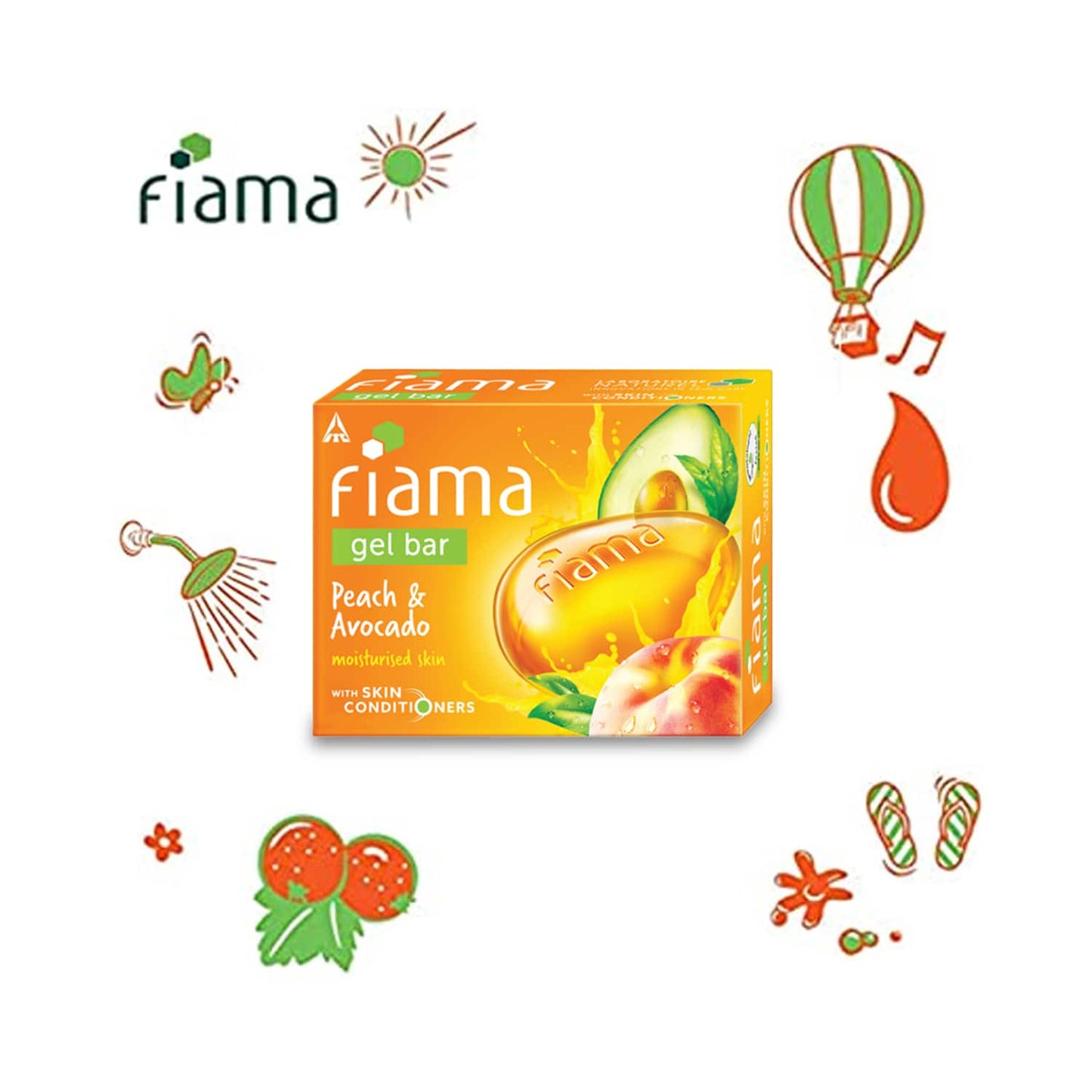 Fiama Peach And Avocado Moisturized Skin Gel Bar With Skin Conditioners (125g)