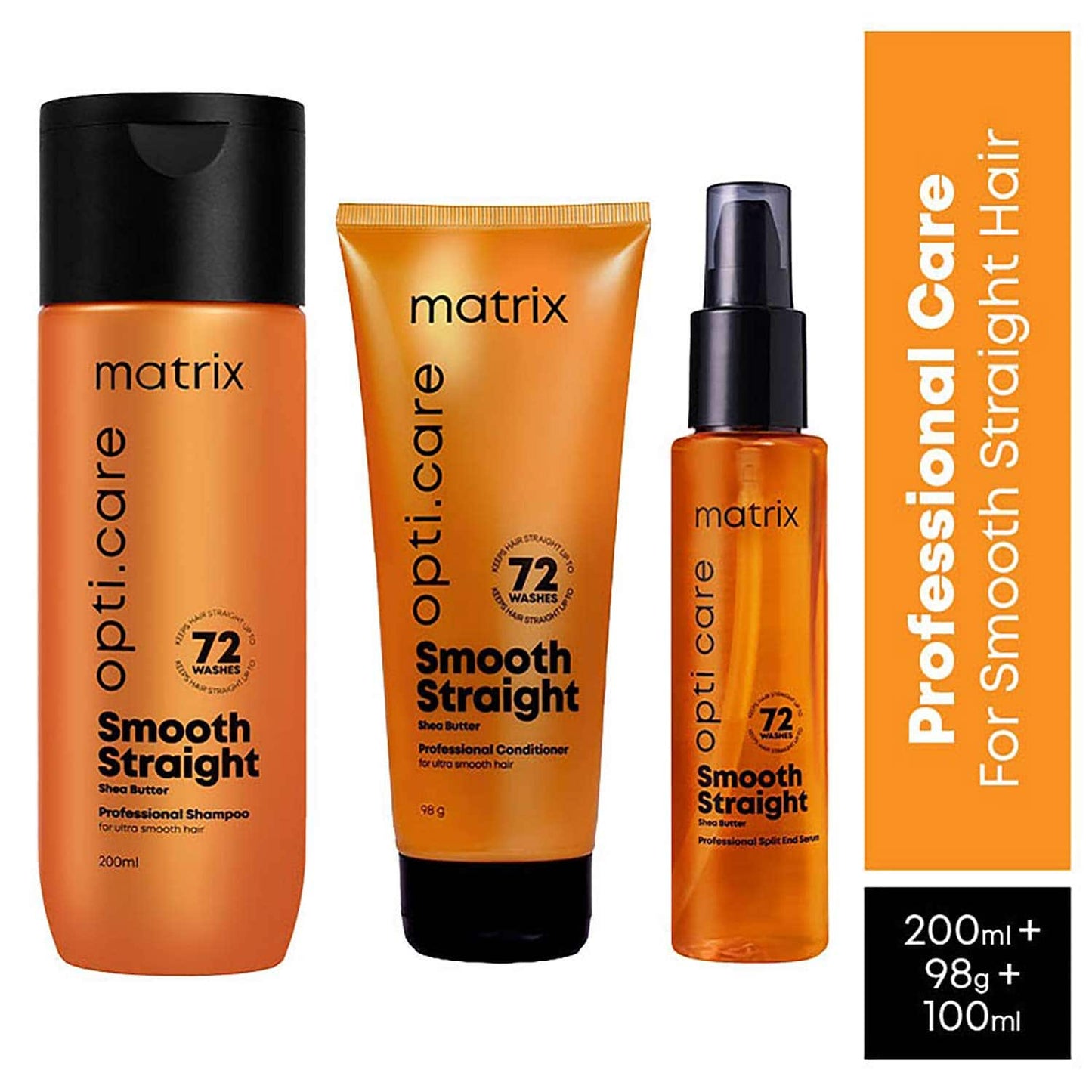 Matrix Opti.Care Professional Haircare Regime for Salon Smooth Straight Hair (200 ml+98 g +100 ml)