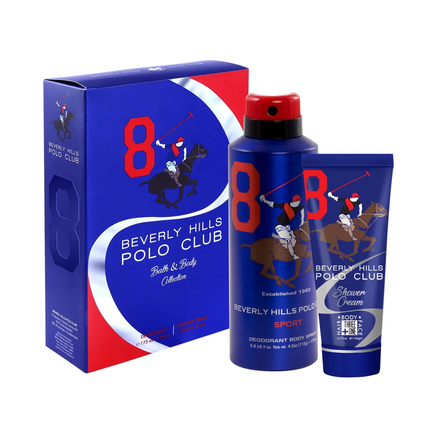 BEVERLY HILLS POLO CLUB No.8 Sports Deodorant & Shower Cream Gift Set (2Pcs)