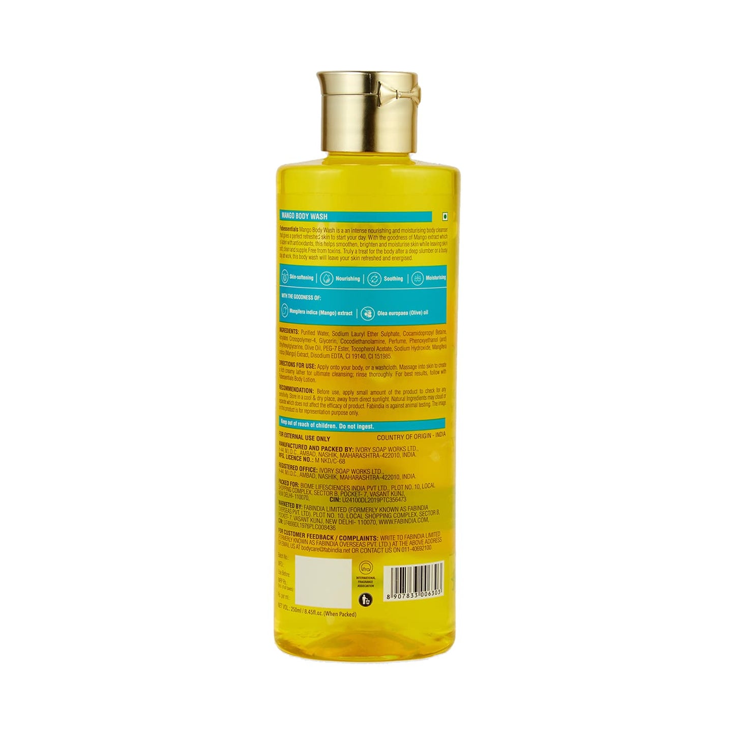 Fabessentials by Fabindia Mango Body Wash With The Goodness Of Olive Oil (250ml)