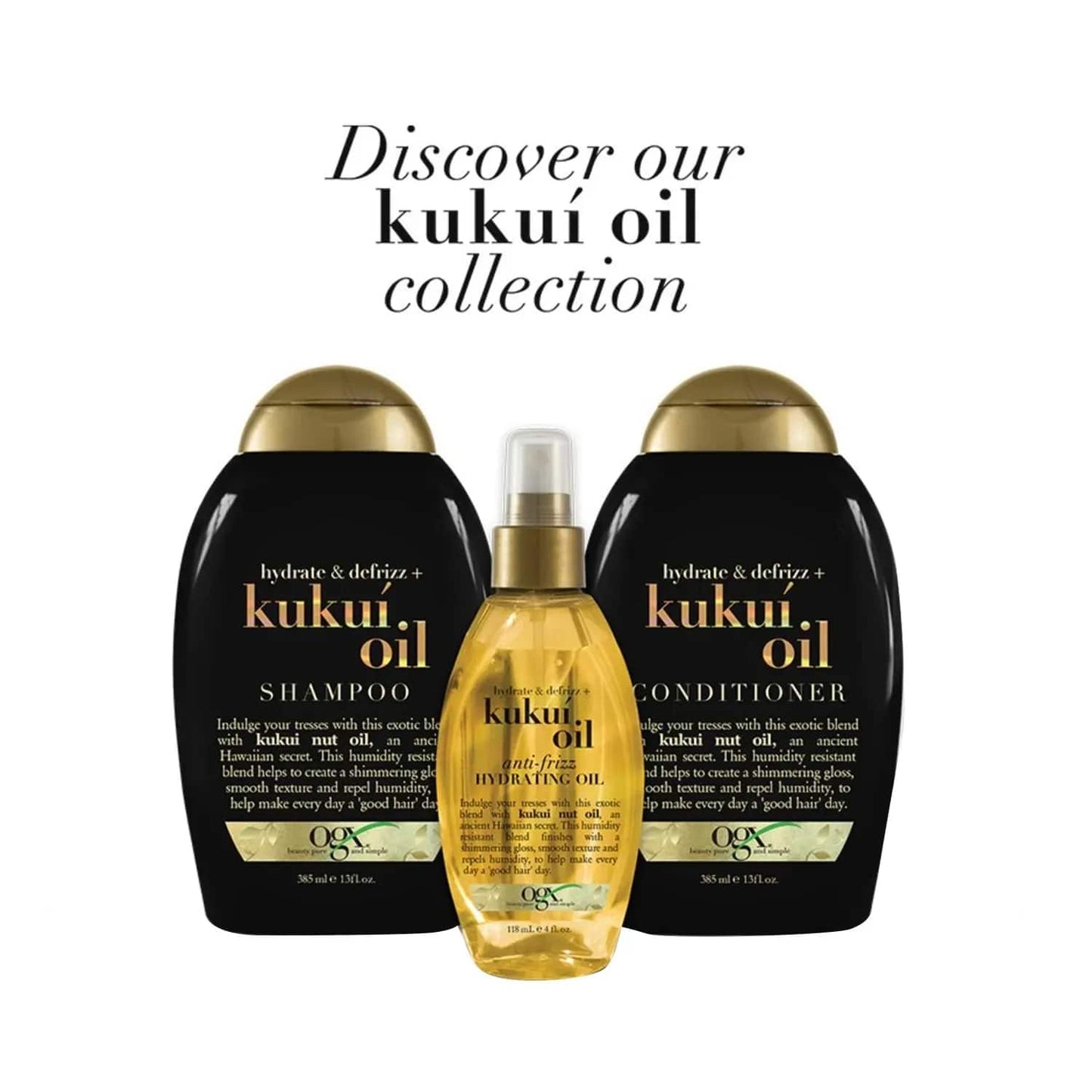 OGX Hydrate & Defrizz Kukui Oil Shampoo (385ml)