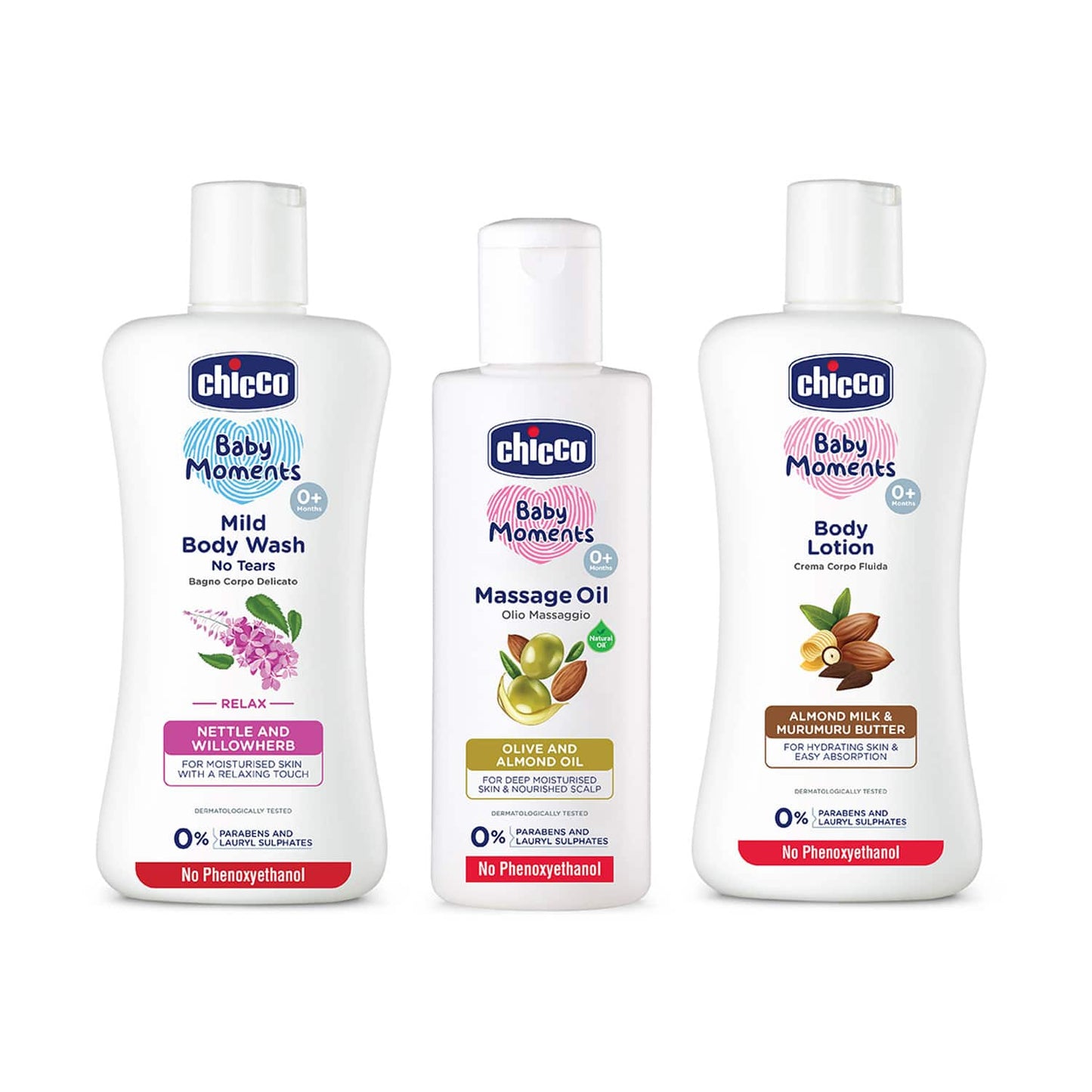 Chicco BM Gentle Bodywash & Shampoo + Chicco BM Massage Oil + Chicco BM body lotion Combo