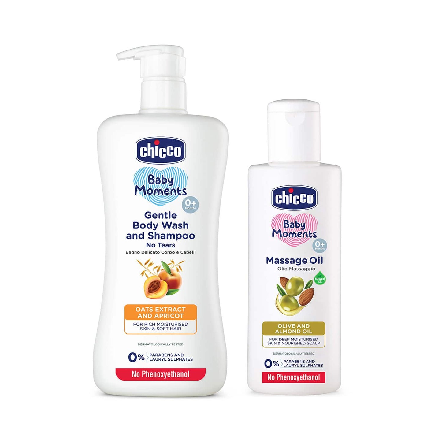 Chicco BM Gentle Bodywash & Shampoo (500 ml) + Chicco BM Massage Oil (200 ml) Combo