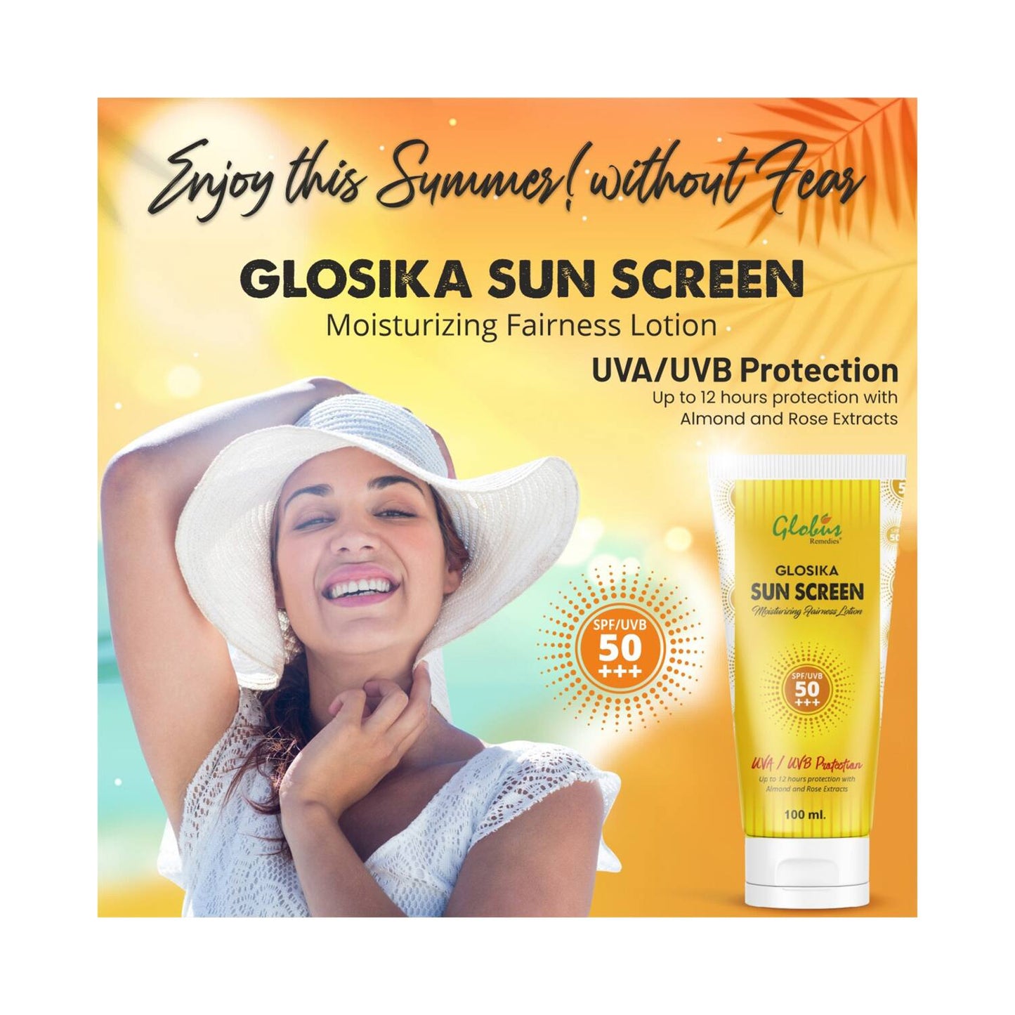 Globus Remedies Sunscreen Lotion SPF 50 Up To 12 Hr Protection With Almond & Rose Extract Combo (2pc)