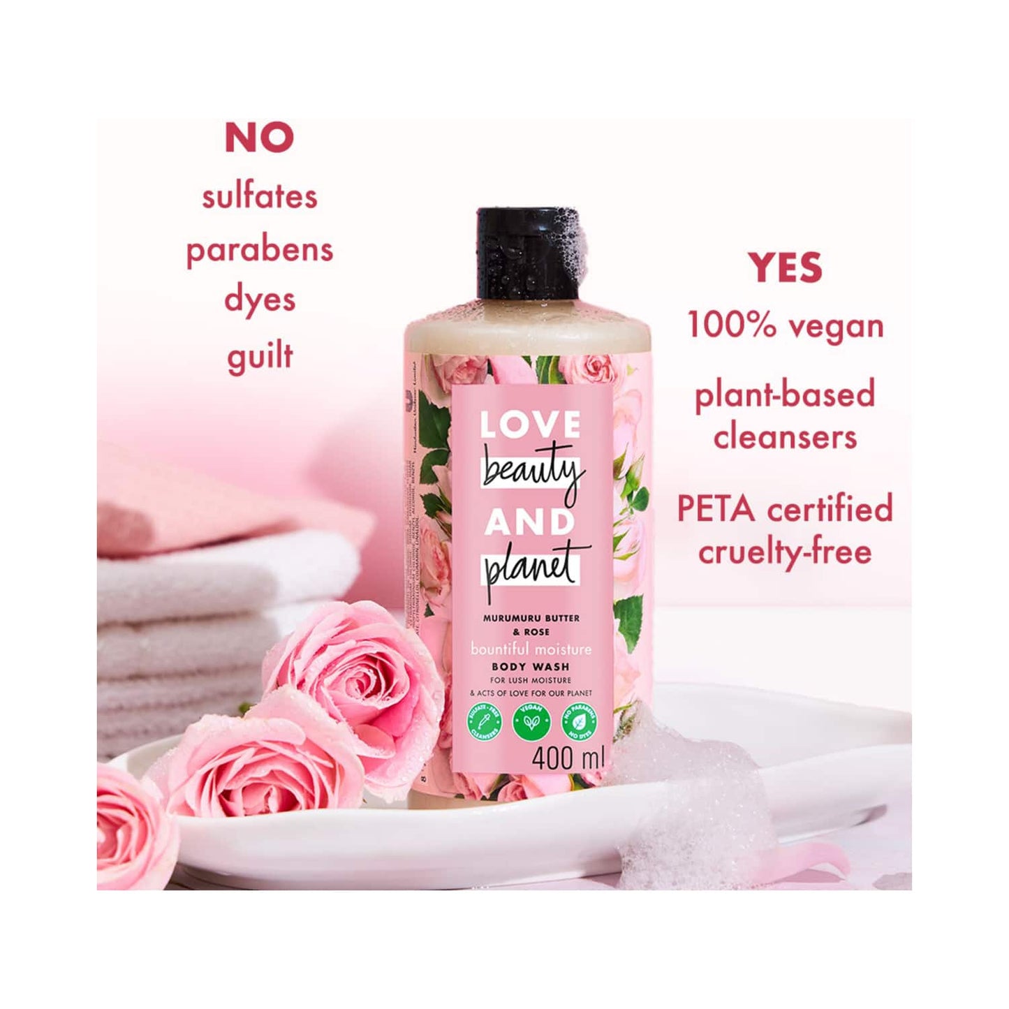 Love Beauty & Planet Murumuru Butter and Rose Moisturising Creme Body Wash (200 ml)