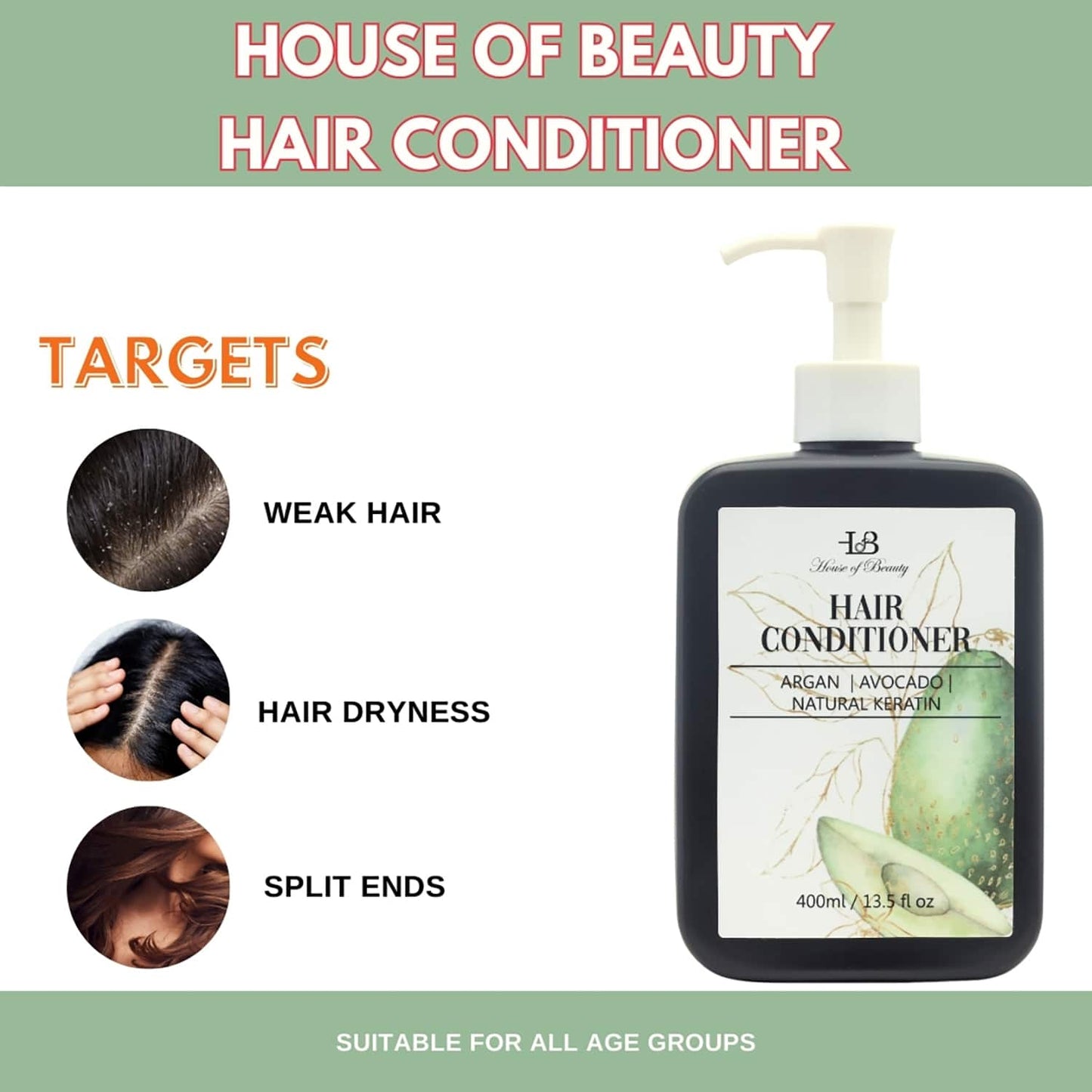 House of Beauty Hair Conditioner For Frizzy Hair Gives Moisture & Shine W/T Argan Oil (400 ml)