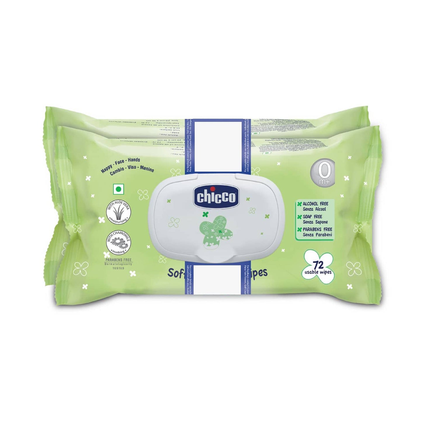 Chicco Baby Moments Wipes Fliptop Bipack (144 Pcs)