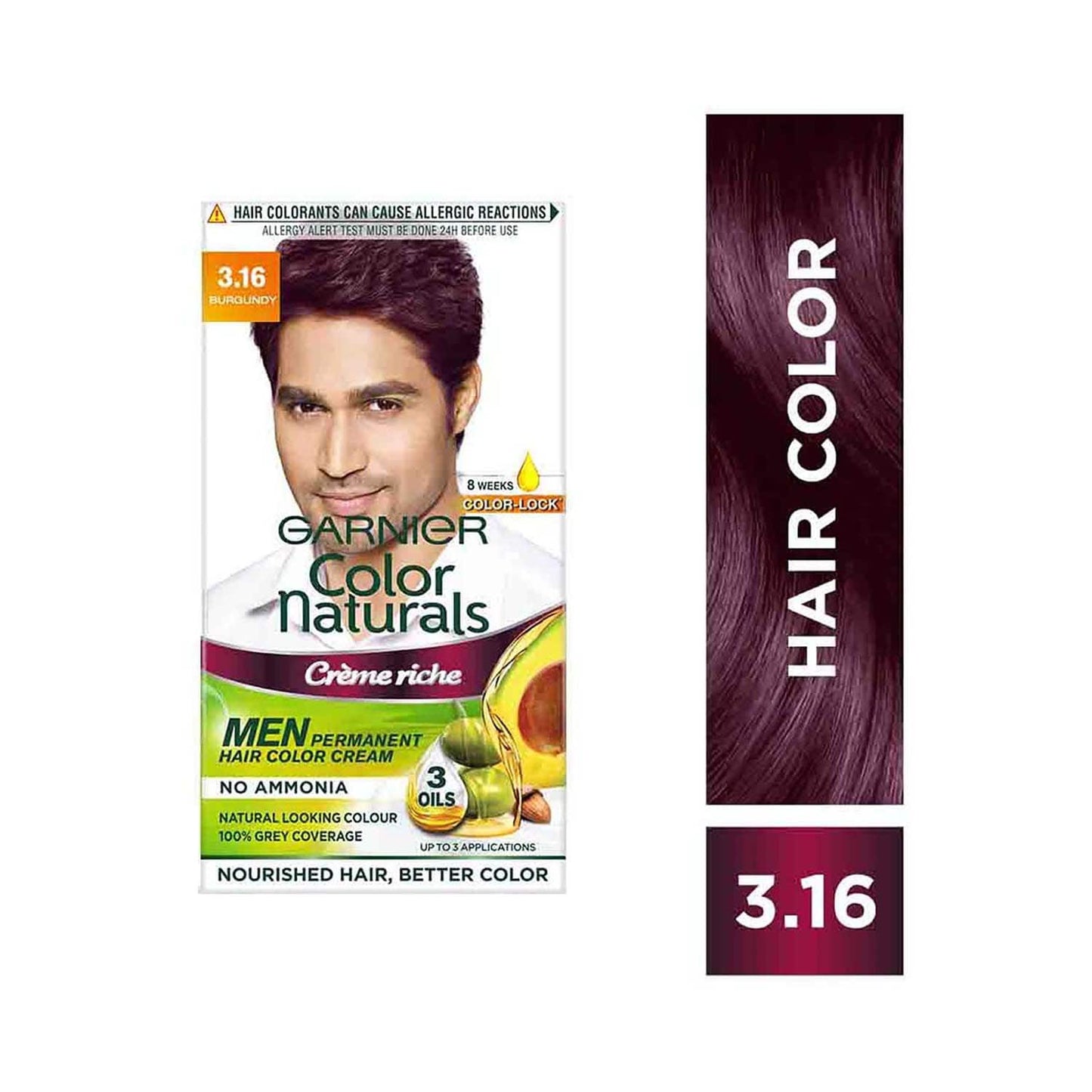 Garnier Color Naturals Creme Rich Hair Color for Men - 3.16 Burgundy (30ml+30g)