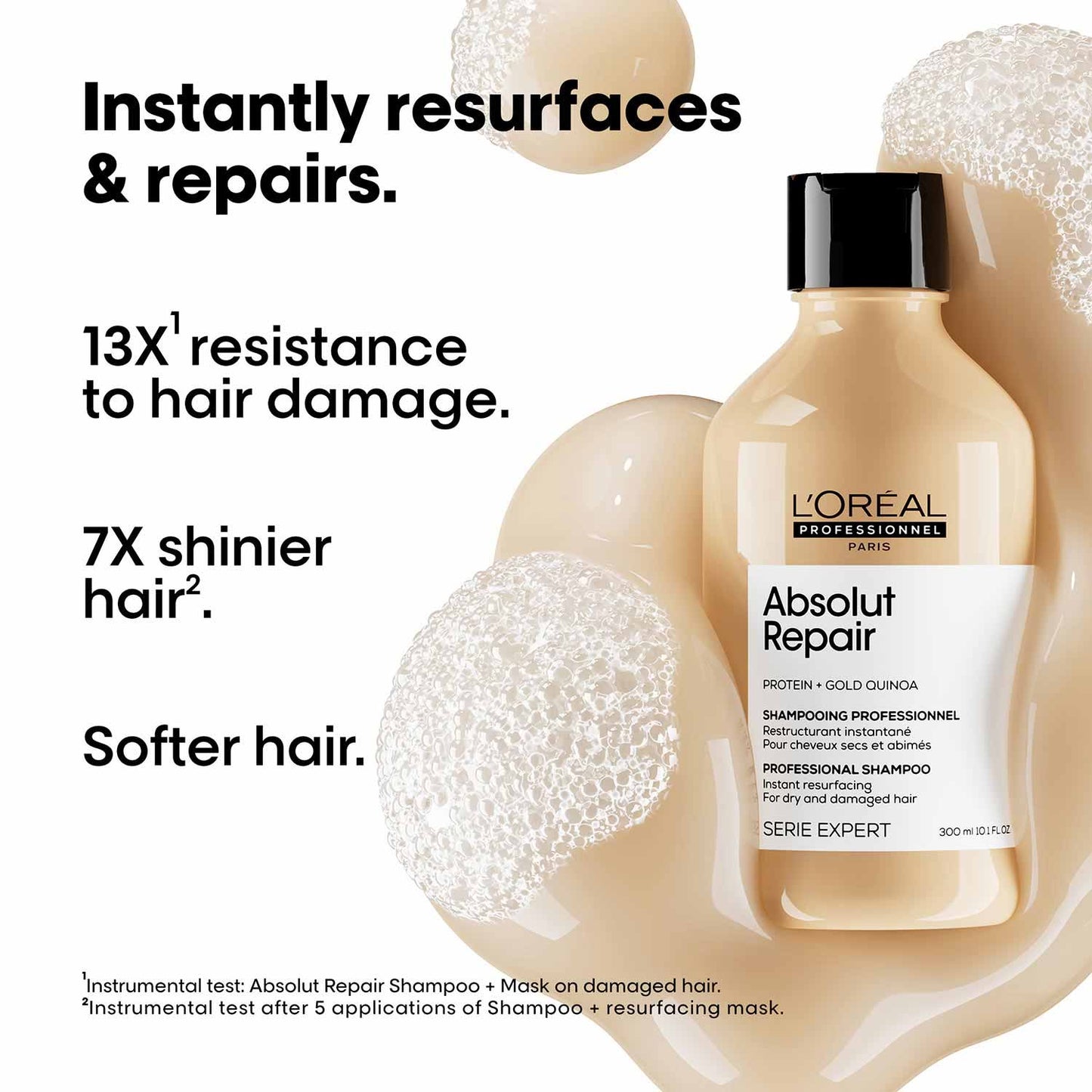 L'Oreal Professionnel Absolut Repair Shampoo For Dry and Damaged Hair (300 ml) With Wheat Protein