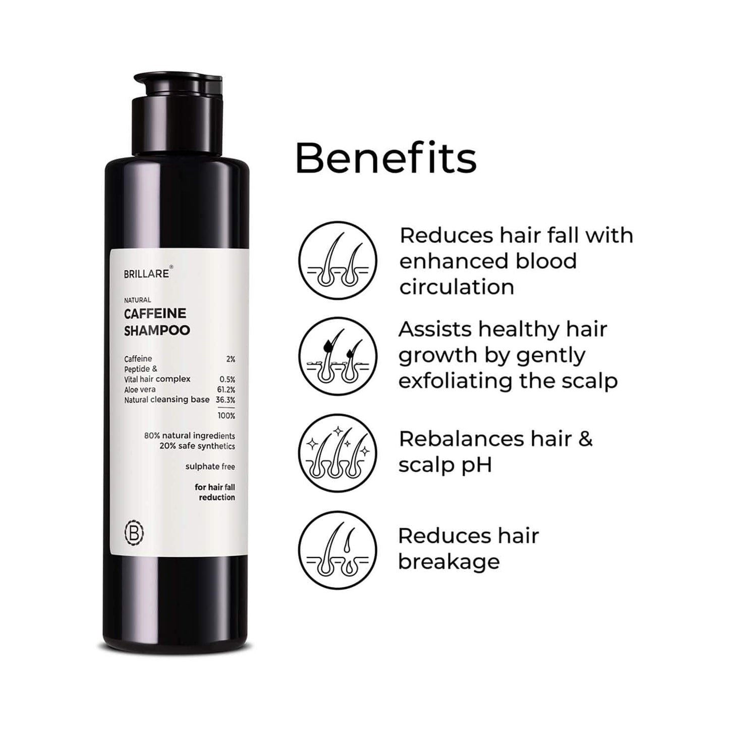 Brillare Caffiene Shampoo For Reducing Hair Loss And Breakage (200 ml)