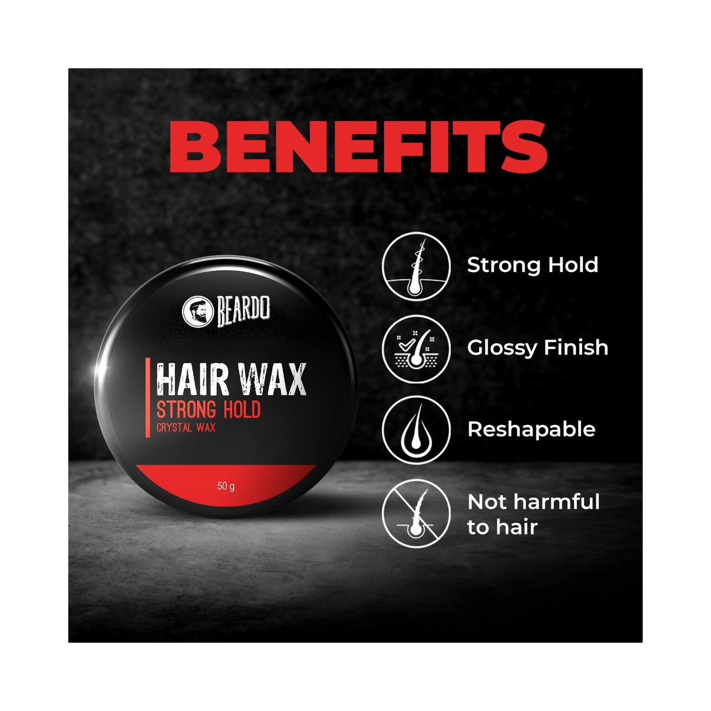 Beardo Hair Wax Strong Hold Crystal Gel Wax (50g)