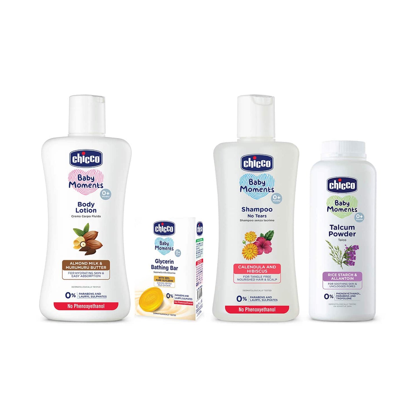 Chicco BM Shampoo + BM Body Lotion + BM Talcum Powder + BM Glycerin Bathing Bar Combo