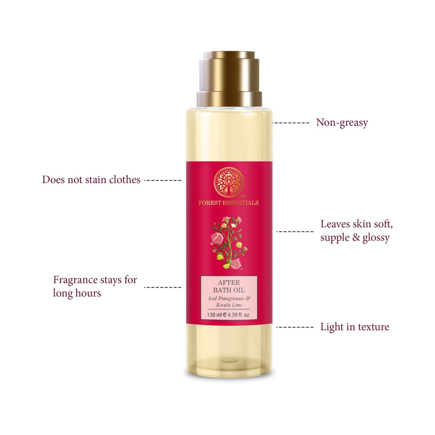 Forest Essentials Iced Pomegranate & Kerala Lime After Bath Oil (130ml)