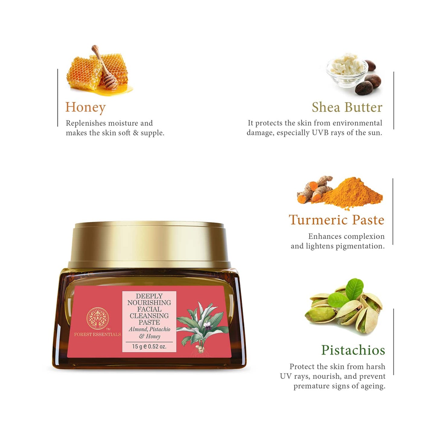 Forest Essentials Almond Pistachio & Honey Deeply Nourishing Facial Cleansing Paste (15g)