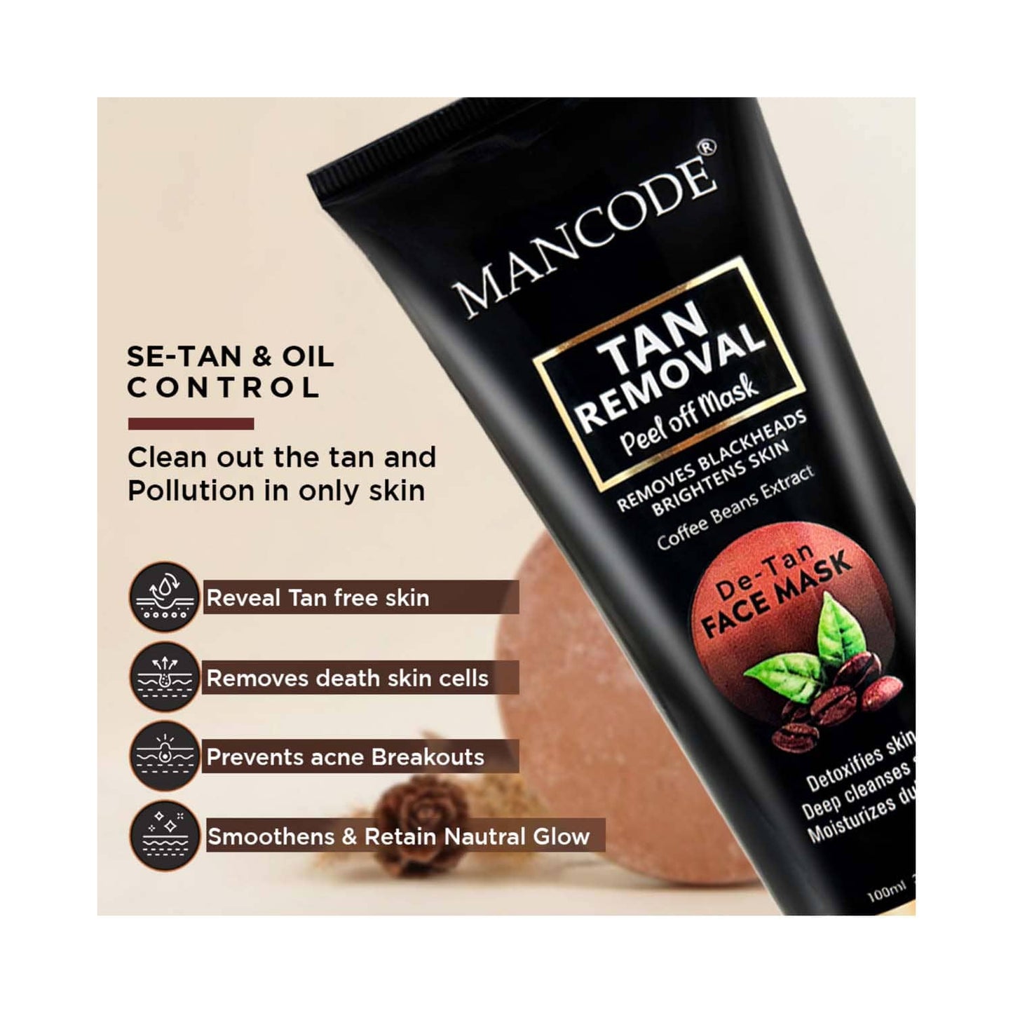 Mancode Tan Removal Peel Off Mask (100 ml)